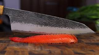 Sakai Takayuki Homura Guren Aogami No2 225mm Kurouchi Gyuto vs Tomato [upl. by Atiugal929]