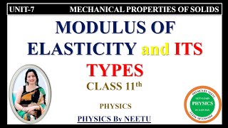 Modulus of Elasticity  Types of Modulus of Elasticity  Class 11 Physics Unit 7 [upl. by Chandos]