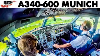 Piloting SAA Airbus A340600 to Munich  Cockpit Views [upl. by Stacy]