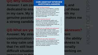 Care Assistant Interview Questions and Interview [upl. by Womack280]