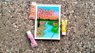 Easy Spring Season Painting  Acrylic Painting for Beginners  STEP by STEP [upl. by Nunciata]