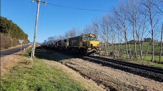 TasRail 2010 2054 46 Coal train crossing Brooklyn Road Moltema [upl. by Staw]