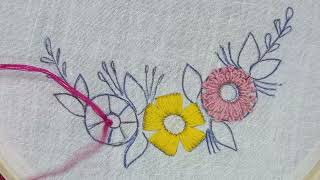 Embroidery flower designs  hoop art embroidery design  hand embroidery for beginners  stitches [upl. by Ener847]