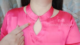 Latest Collar Neck Design Kurti Cutting Stitching Stylish Collar Neck Polo Collar Turtle Neck DIY [upl. by Verbenia]