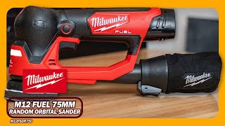 Milwaukee M12 FUEL 75mm 3quot Brushless Cordless Random Orbital Sander Skin  M12FSDR750 [upl. by Sidman]