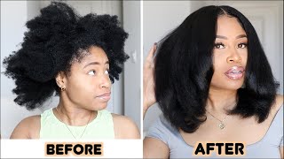 Natural Hair KINKY TO STRAIGHT ROUTINE full bodyone product [upl. by West696]