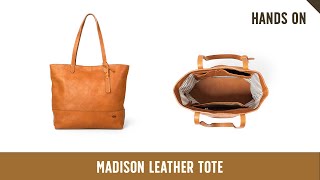 Madison Leather Tote Bag in Saddle Tan  Hands On [upl. by Nations]