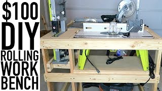 DIY ROLLING WORK BENCH FOR TOOLS UNDER 100  GARAGE ORGANIZATION [upl. by Anahgem901]