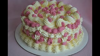 Pink and White Piped Birthday Cake [upl. by Lleira]