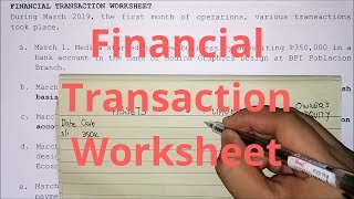 Basic Accounting  Financial Transaction Worksheet Part 1 [upl. by Callery538]