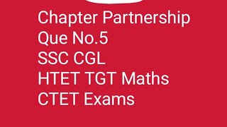 Chapter Partnership SSC CGL Pre and Mains Exam 2023 PYQ No5 ssccgl sscmts ssccpo sscmaths htet [upl. by Akisey]