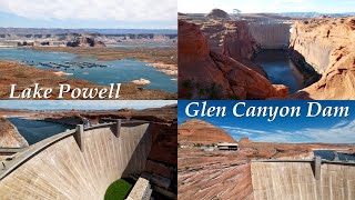 Lake Powell Glen Canyon Dam Glen Canyon Bridge Page Arizona [upl. by Eirised]