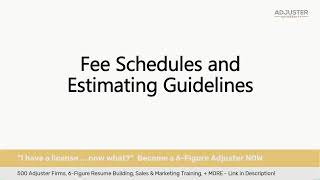 Fee Schedules and Estimating Guidelines for Independent Adjusters  QampA  Adjuster University [upl. by Runkel564]