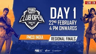 EN PMCO India Regional Finals Day 1  Spring Split  PUBG MOBILE CLUB OPEN 2020 [upl. by Susi]