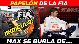 🚨 VERGONZOSO y PAPELÓN de la FIA 🤡 SIGUEN con PROTEGIDOS 🧐 MAX se BURLA de la PRENSA BRITANICA 😂 F1 [upl. by Lleoj]