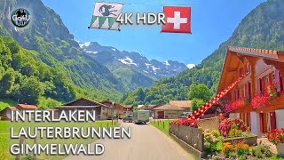 DRIVING IN SWITZERLAND 🇨🇭 Interlaken Lauterbrunnen Gimmelwald  Amazing Alps Road Trip 4K HDR [upl. by Wheelwright881]