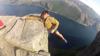 Free Hanging from Preikestolen norway Pulpit Rock Norway GOPRO [upl. by Eikciv624]