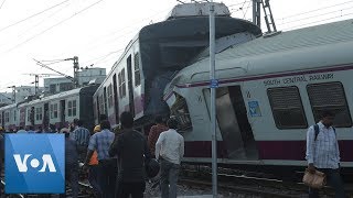 CCTV Footage Shows HeadOn Collision of Trains in India  VOANews [upl. by Ennairda]