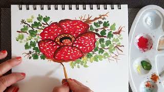 Rafflesia flower drawing amp painting  How to draw rainforest rafflesia flower  acrylic art [upl. by Aelsel]