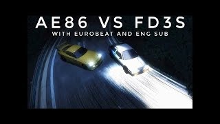 Initial D Legend 1  Inertia Drift Scene with Eurobeat English Sub [upl. by Pallua978]