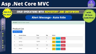 Bootstrap Alert Message  CRUD Operations in ASpNet Core with Unit of work  Repository Pattern [upl. by Miriam]