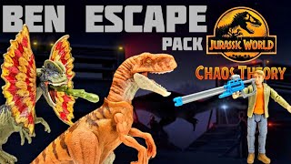 Mattel Jurassic World Chaos Theory Ben Escape Pack Review Atrociraptor Dilophosaurus [upl. by Lias]