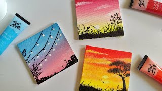 3 Paintings for beginners  3 mini canvas paintings  aesthetic paintings [upl. by Seravat206]