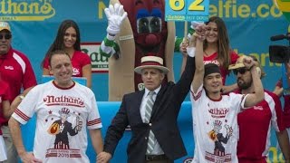 Matt Stonie beats Joey Chestnut to win 2015 Nathans Hot Dog Eating Contest l FULL HD [upl. by Trula506]