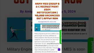 Indian Army MES Group B amp C Recruitment Notification 2024 in Hindi  41822 Vacancies [upl. by Ingemar]