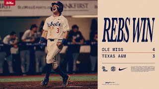 HIGHLIGHTS  Ole Miss Baseball defeats Texas AampM 4  3 51024 [upl. by Anirok]