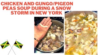 CHICKEN AND GUNGOPIGEON PEAS SOUP COOKED DURING A SNOW STORM IN NEW YORK [upl. by Iolande]