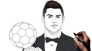 How To Draw Ronaldo Ballon D Or  Step By Step  FootballSoccer [upl. by Nosirrah]