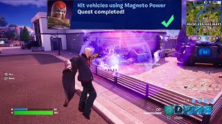 How to EASILY Hit vehicles using Magneto Power in Fortnite locations Quest [upl. by Ullund680]