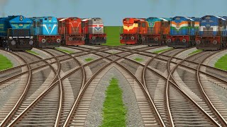 8 TRAINS 140KM HIGHT⤴️SPEED CROSSING BY  bumpy railroad tracks  railworks railroad simulator [upl. by Weisburgh]