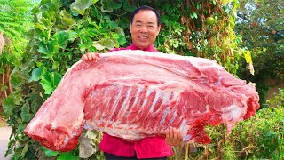 Whole Piece of Pork Ribs With Steamed Flatbread on Top The Best Meat Recipe Uncle Rural Gourmet [upl. by Urana]