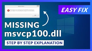 msvcp100dll Missing Error  How to Fix  2 Fixes  2021 [upl. by Hamrnand]