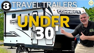 3 Awesome Travel Trailers Under 30 Feet with Bathrooms [upl. by Assetan]