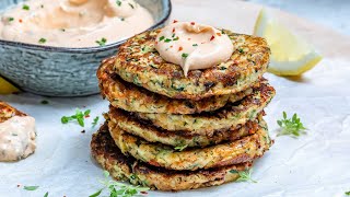 Cheesy Zucchini Fritters Recipe Keto  How To Make Zucchini Fritters  Blondelish [upl. by Yoho294]