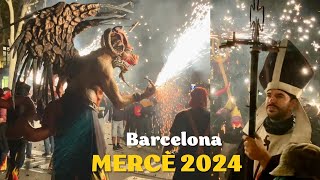 Correfoc de la Mercè 2024 al Passeig de Gràcia  Barcelona Festa Major [upl. by Rakso677]