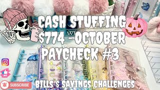 Cash Stuffing 774  October Paycheck 3  Cash Envelopes  Low Income  budget [upl. by Eniledgam]