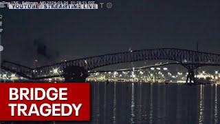 Francis Scott Key bridge collapse Frame by frame [upl. by Nodlew]