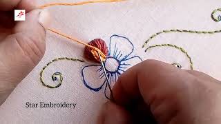 Beautiful Flower Design Latest Hand Embroidery Design Kadhai Design for Beginners [upl. by Robbert]