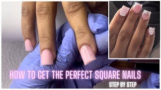 HOW TO Short Acrylic Nails 📝 For Beginners 💕  PERFECT SQUARE [upl. by Mogerly262]