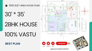 01  30 x 35 north facing house  1050 sqft house plan  North facing house [upl. by Danielson]