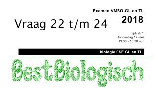 Biologie examen VMBO TL en GL 2018 eerste tijdvak vraag 22 tm 24 [upl. by Attenad89]