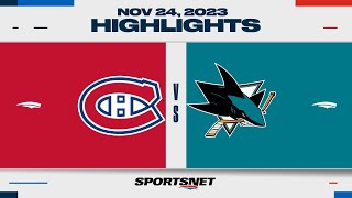 NHL Highlights  Canadiens vs Sharks  November 24 2023 [upl. by Rapp]