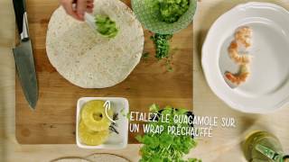 Wrap aux crevettes et au guacamole [upl. by Ynohtnaed]