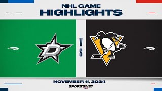 NHL Highlights  Stars vs Penguins  November 11 2024 [upl. by Nwahsauq]