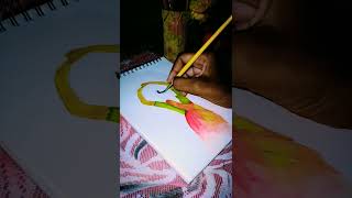 How draw girl backside in saree watercolor drawing youtubeshorts viralvideo [upl. by Nyral]