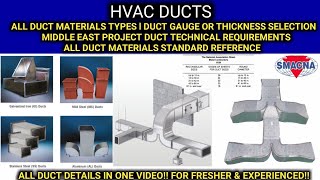 HVAC Duct l Type of Duct l Duct Materials l Duct Gauge amp Thickness l All Standards Details [upl. by Roth]